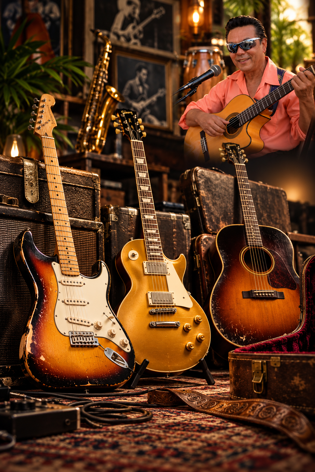 Vintage Guitars in Warm Spotlight